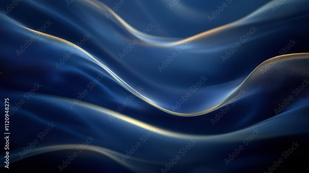Obraz premium Abstract minimalism dark blue gradient waves creating a serene digital atmosphere