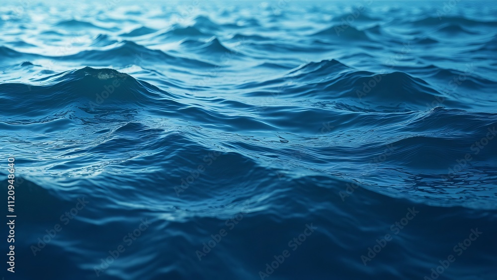 Stunning Photorealistic Close-Up of Deep Blue Ocean Water with Gentle Ripples and Waves Stunning Photorealistic Close-Up of Deep Blue Ocean Water with Gentle Ripples and Waves