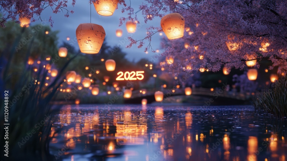 Floating lanterns illuminate sparkling river at twilight celebration 2025 event Floating lanterns illuminate sparkling river at twilight celebration 2025 event