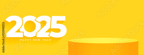 2025 new year festive wallpaper with 3d podium stand