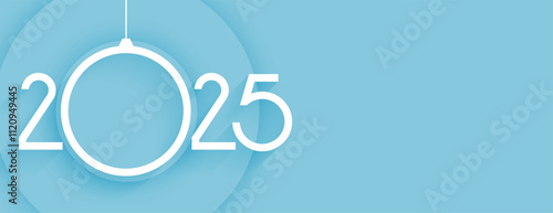 hanging 2025 new year bauble wallpaper with text space