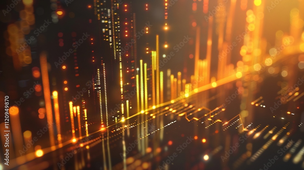 Fototapeta premium Abstract Digital Cityscape: Glowing Lines and Data Streams
