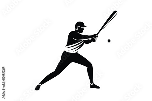 Baseball player silhouette in dynamic action pose