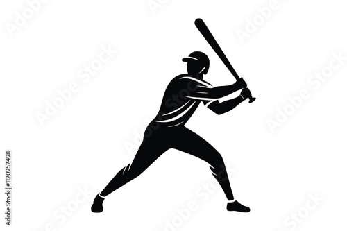 Baseball player silhouette in dynamic action pose