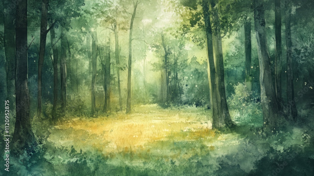 Obraz premium Enchanted Forest: A Watercolor Dream