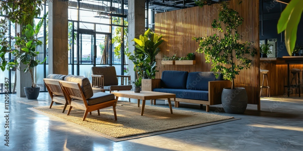 Fototapeta premium An innovative interior design space with a focus on sustainable materials and eco-friendly decor choices