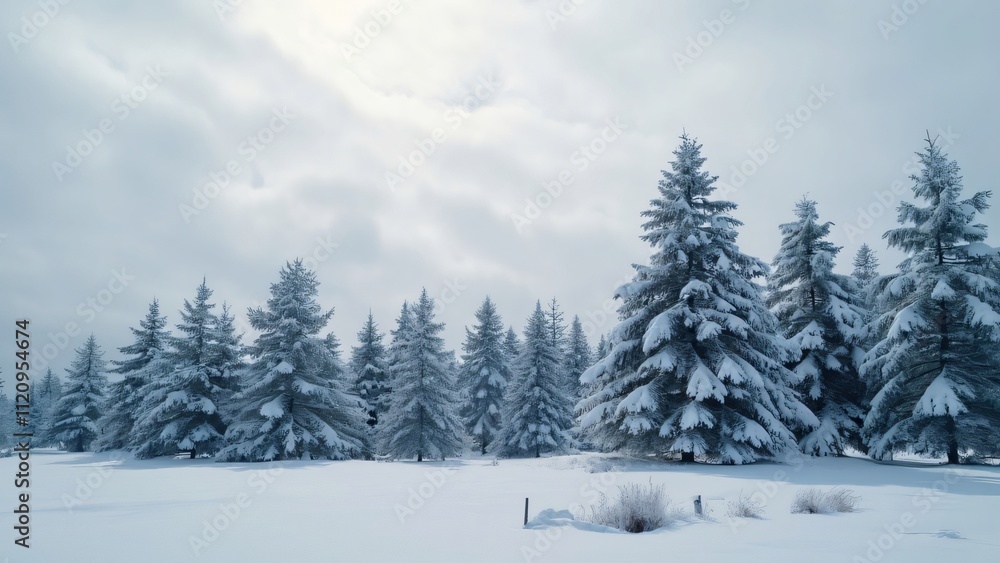 Majestic Snow-Covered Pine Forest, Wide-Angle Winter Wonderland Landscape Photography Majestic Snow-Covered Pine Forest, Wide-Angle Winter Wonderland Landscape Photography