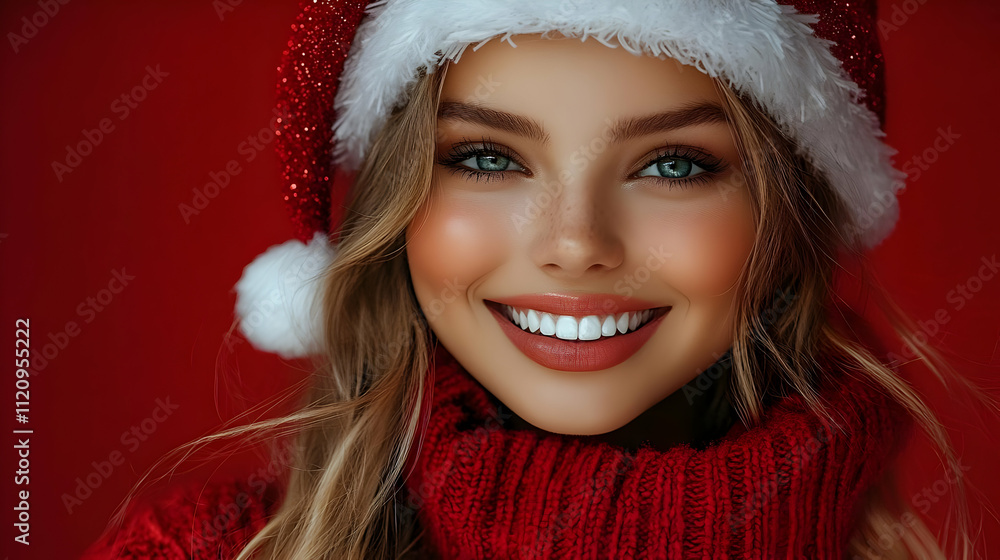 Winter Wonderland Smile: Festive Cheer & Red Sweater Winter Wonderland Smile: Festive Cheer & Red Sweater
