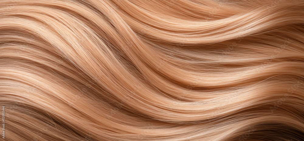 Close-up of flowing, wavy hair in a soft, natural color. Close-up of flowing, wavy hair in a soft, natural color.
