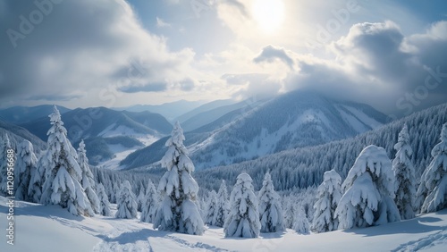 Wallpaper Mural Majestic Snow-Covered Carpathian Mountains, Winter Wonderland Landscape Photography Torontodigital.ca