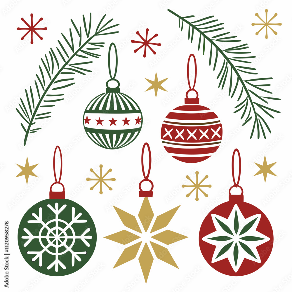 set of Christmas elements set of Christmas elements