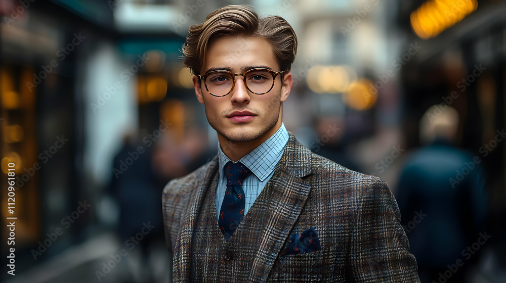 Man in Stylish Suit Poses Confidently Outdoors Man in Stylish Suit Poses Confidently Outdoors