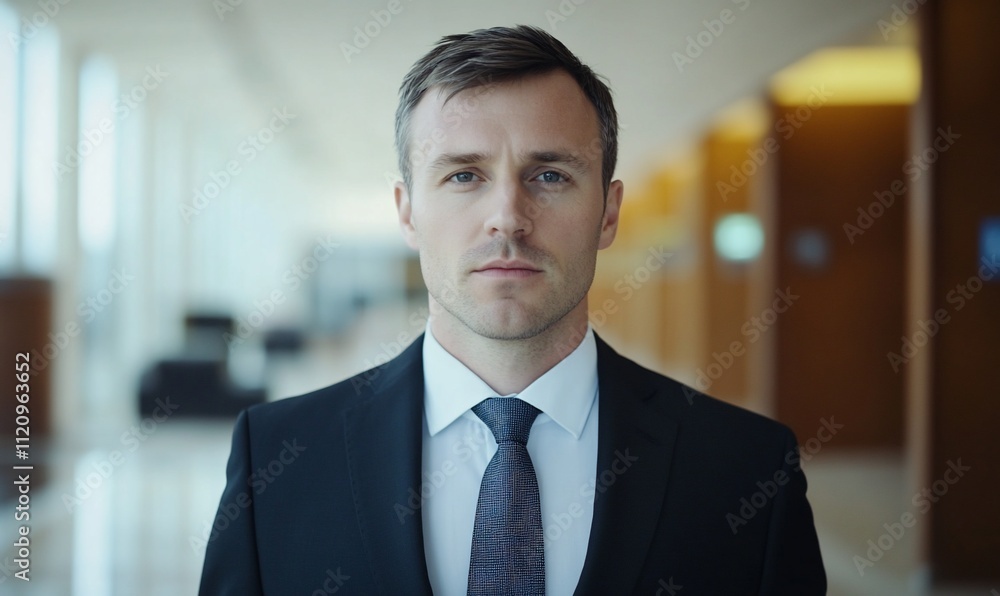 Professional man in a suit standing in a modern office environment. Professional man in a suit standing in a modern office environment.