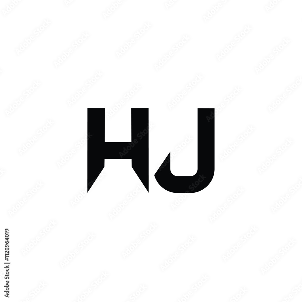 Obraz premium HJ monogram logo design letter text name symbol monochrome logotype alphabet character simple logo