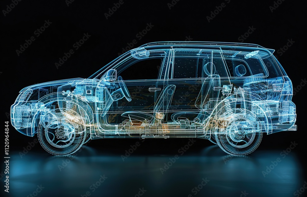 Naklejka premium x-ray perspective transparency vehicle