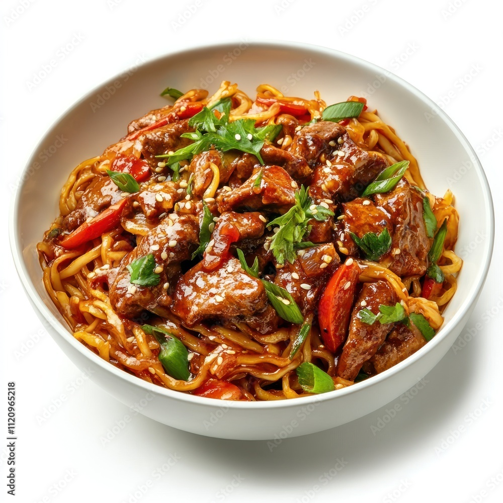 Delicious Beef Noodles With Vegetables in a Bowl Delicious Beef Noodles With Vegetables in a Bowl