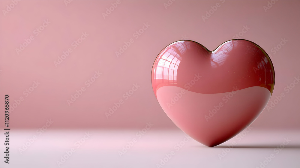 Shiny Pink Heart Reflects Light Beautifully on a Pink Background Shiny Pink Heart Reflects Light Beautifully on a Pink Background
