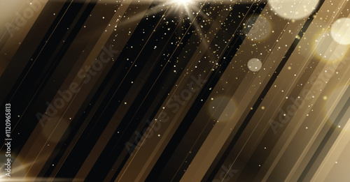 Award nomination ceremony luxury background with golden glitter sparkles, lines and bokeh. Vector presentation shiny poster.