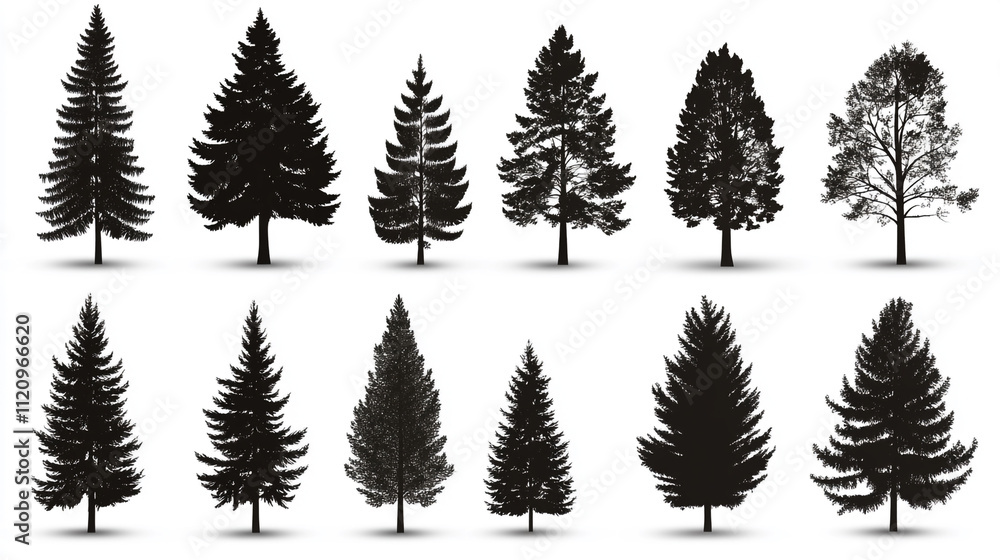 Obraz premium Collection of various tree silhouettes for design and artistic inspiration