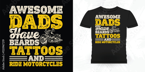 Awesome Dads Have Tattoos And Beards Funny Beard Lover Retro Vintage Beard T-shirt Design
