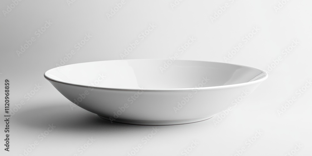 A Single White Ceramic Bowl on White Background A Single White Ceramic Bowl on White Background