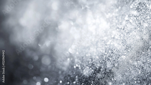 Abstract Silver Glitter Bokeh Effect With Shimmering Light Patterns, creating a shimmering and dreamy visual experience. Ideal for backgrounds, festive designs, and artistic creations.