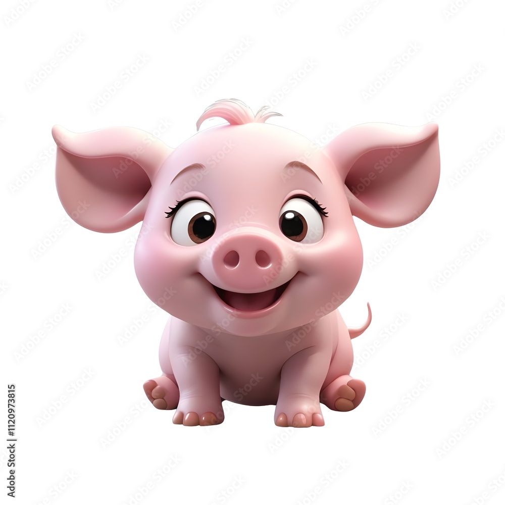 Adorable 3D Render of a Cheerful Baby Piglet: A Charming Digital Illustration of a Pink Pig with Expressive Eyes and a Joyful Expression, Perfect for Children's Books, Cartoons, or Websites. Adorable 3D Render of a Cheerful Baby Piglet: A Charming Digital Illustration of a Pink Pig with Expressive Eyes and a Joyful Expression, Perfect for Children's Books, Cartoons, or Websites.