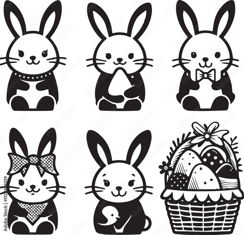 Fototapeta premium A clean, black-and-white vector illustration of a rabbit, ideal for logos, designs, and branding. Scalable and versatile, perfect for creative projects and animal-themed graphics.