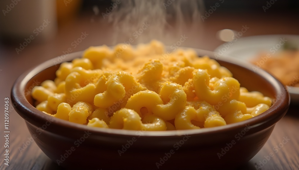 Homemade Macaroni and Cheese with Golden Crust in a Cozy Setting Homemade Macaroni and Cheese with Golden Crust in a Cozy Setting