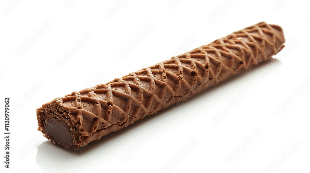 Wafer cookie stick with cocoa isolated on white 