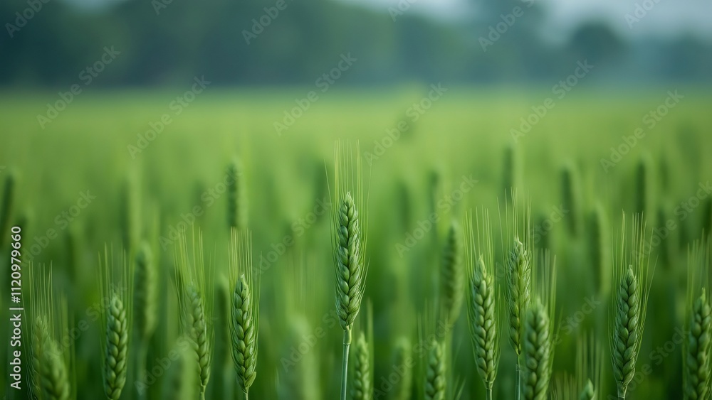 Lush Green Wheat Field in Surat During Rainy Season, High-Resolution Photo of Tall, Dense Wheat Plants Lush Green Wheat Field in Surat During Rainy Season, High-Resolution Photo of Tall, Dense Wheat Plants