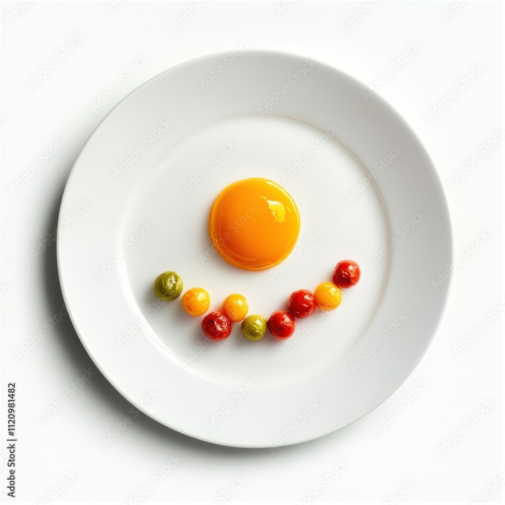 Smiling food arrangement on a white plate