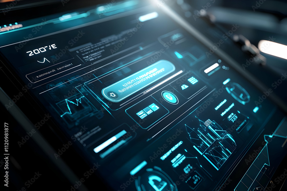 custom made wallpaper toronto digitalBusiness technology interface showcasing a key asset management button on a virtual screen, improving navigation and interactivity for business professionals.