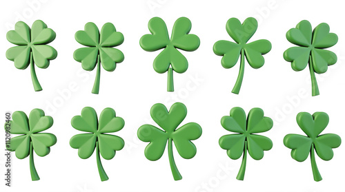 Green Clover Illustration on Transparent Background for St. Patrick's Day and Luck-Themed Designs