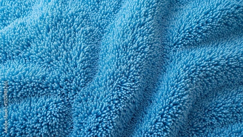 High-Resolution Blue Plush Towel Texture, Detailed Top View Background Image for Design Projects