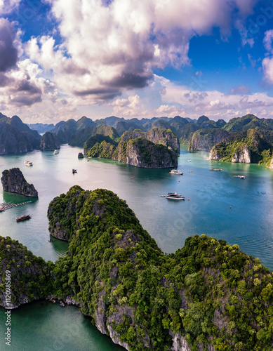 Beautiful landscape Lan Ha bay view from the Cat Ba Island.