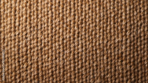 Close-up Brown Knitted Fabric Texture, Natural Wool or Jute Woven Cloth Pattern for Wallpaper, Interior Design & Decoration