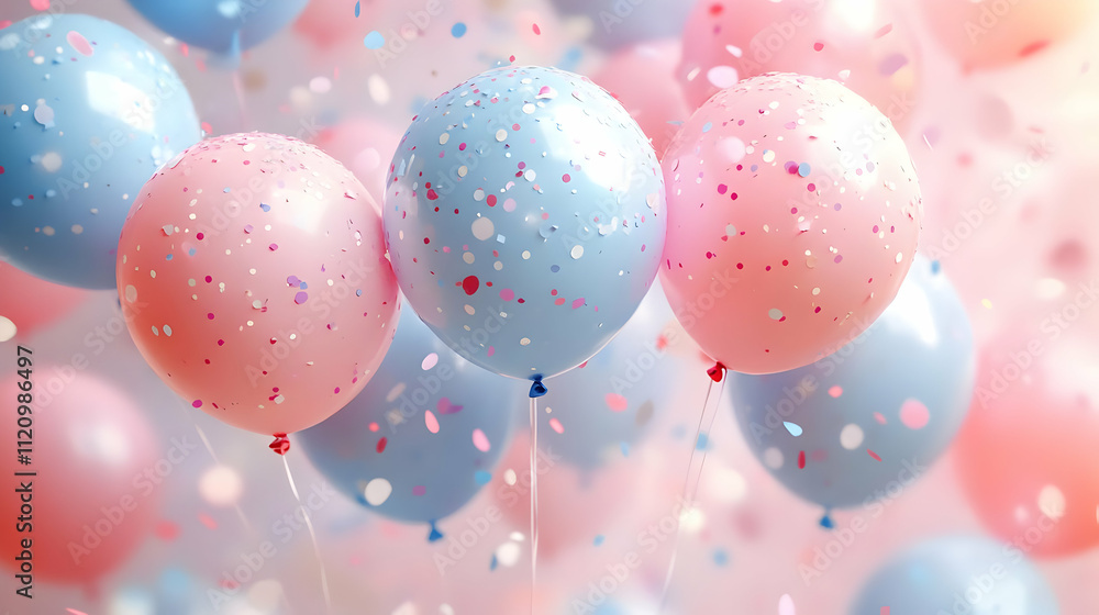 Pastel Balloons Float with Confetti Celebration Pastel Balloons Float with Confetti Celebration