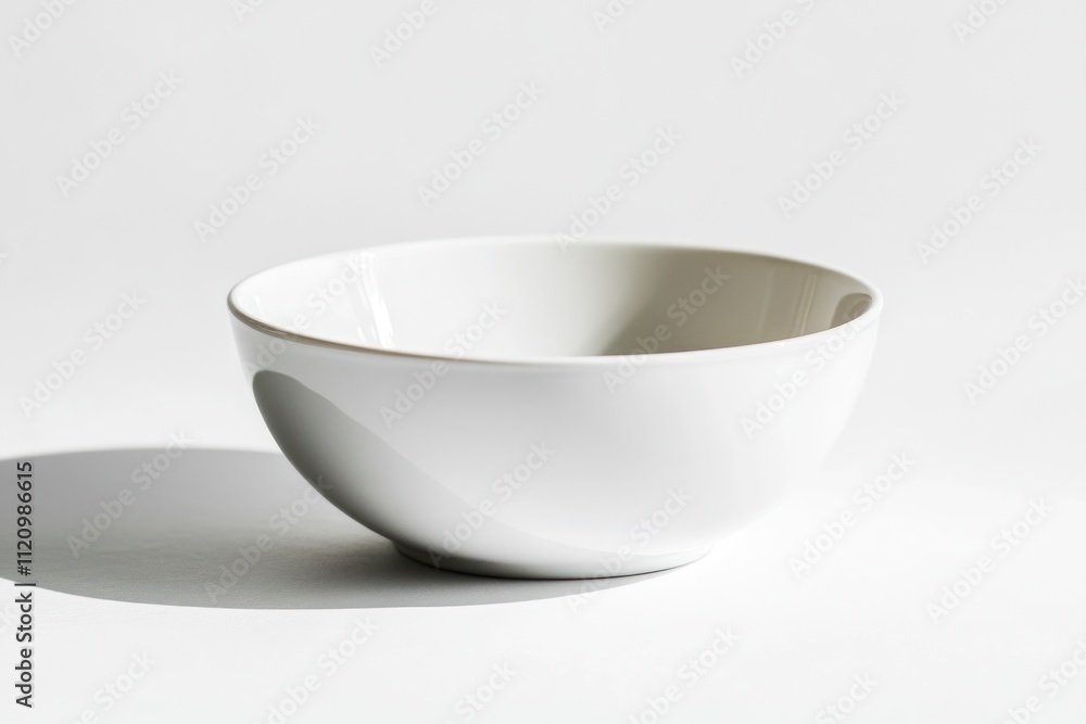 A Simple White Ceramic Bowl on White Background A Simple White Ceramic Bowl on White Background