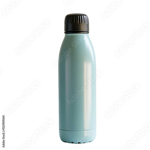 Elegant Light Blue Insulated Water Bottle with Black Lid, Perfect for Hydration on the Go, Stylish and Eco-Friendly Design photo