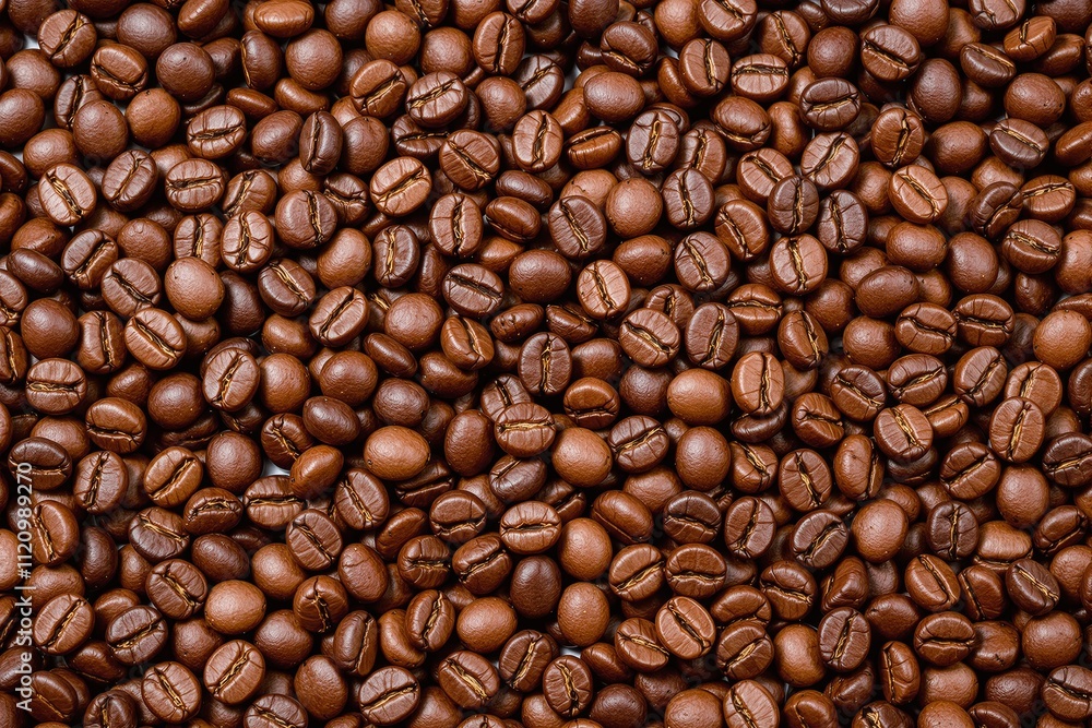 Obraz premium CloseUp of Roasted Coffee Beans Displaying Rich Texture and Color