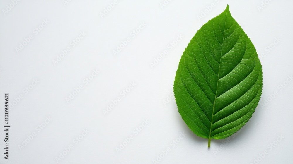 Fresh Green Leaf on Minimalist Background Highlighting Natural Beauty and Texture in Eco-Friendly Concept Fresh Green Leaf on Minimalist Background Highlighting Natural Beauty and Texture in Eco-Friendly Concept