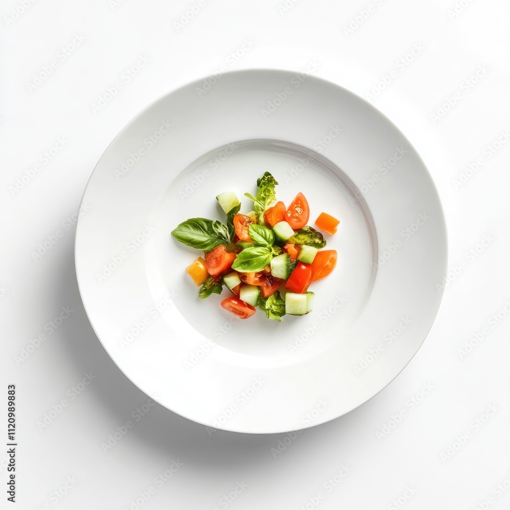 Fresh vegetable salad served on a white plate Fresh vegetable salad served on a white plate