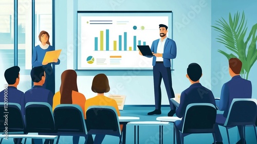 a man giving a presentation to a group of people