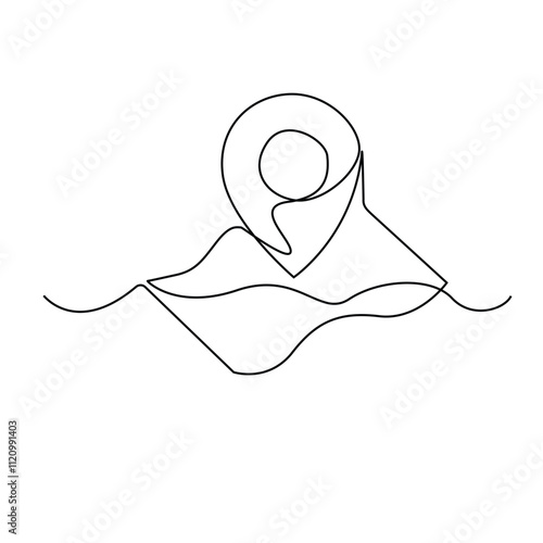 simple line map pin.minimals line concept.continuous single line drawing gps map.vector illustration