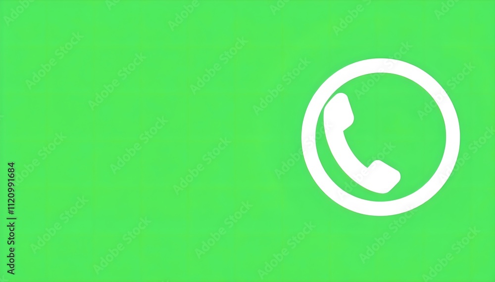 Minimalistic Green Communication Icon with Phone Symbol on Display Minimalistic Green Communication Icon with Phone Symbol on Display