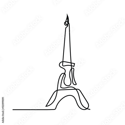 simple lines of the eiffel tower.minimals line concept.single continuous line drawing of the eiffel tower.vector illustration