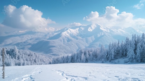 Wallpaper Mural Enchanted Snow-Covered Carpathian Mountains, Breathtaking Winter Landscape with Snowy Peaks and Forest Torontodigital.ca