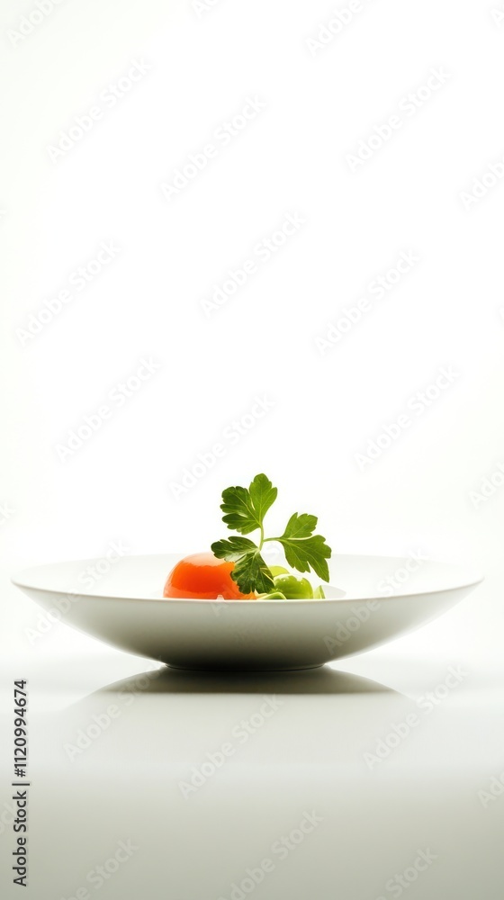 Elegant Orange Jelly Dessert with Parsley Garnish Elegant Orange Jelly Dessert with Parsley Garnish