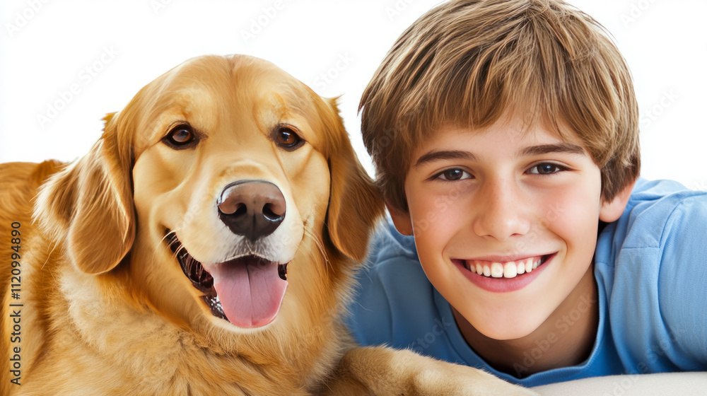 A Boy's Joyful Bond with His Golden Retriever A Boy's Joyful Bond with His Golden Retriever
